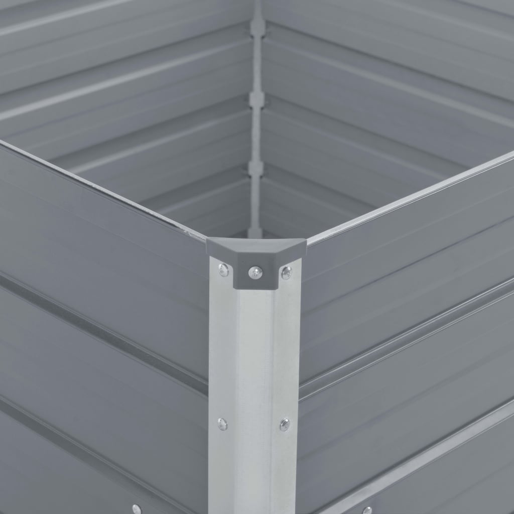vidaXL Odlingslåda 100x100x45 cm galvaniserat stål grå