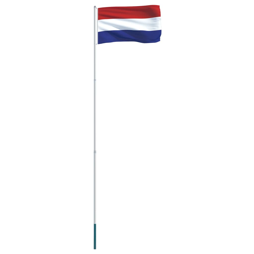 vidaXL Nederländernas flagga och flaggstång i aluminium 4 m
