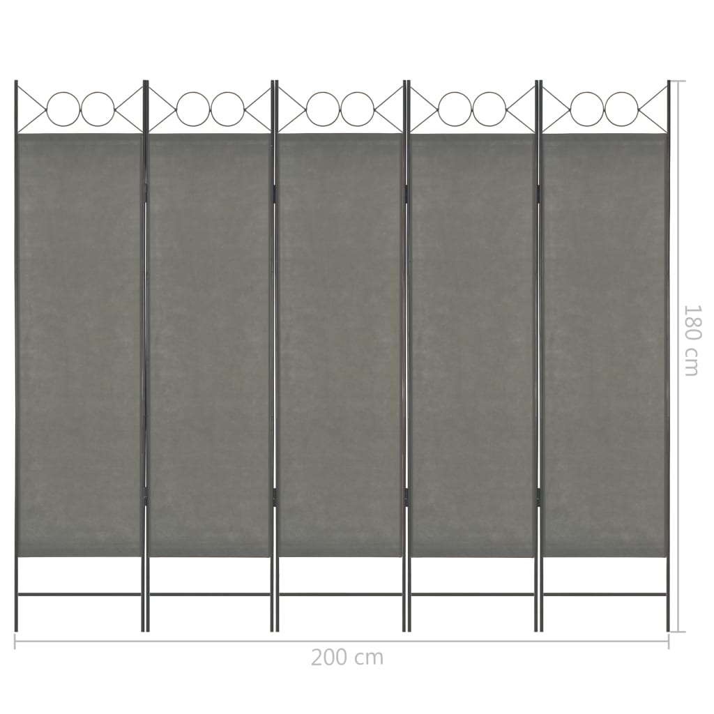 vidaXL Rumsavdelare 5 paneler antracit 200x180 cm