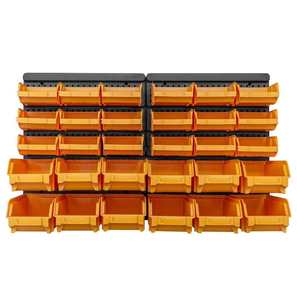 vidaXL Väggmonterade sortimentslådor 32 delar gul och svart