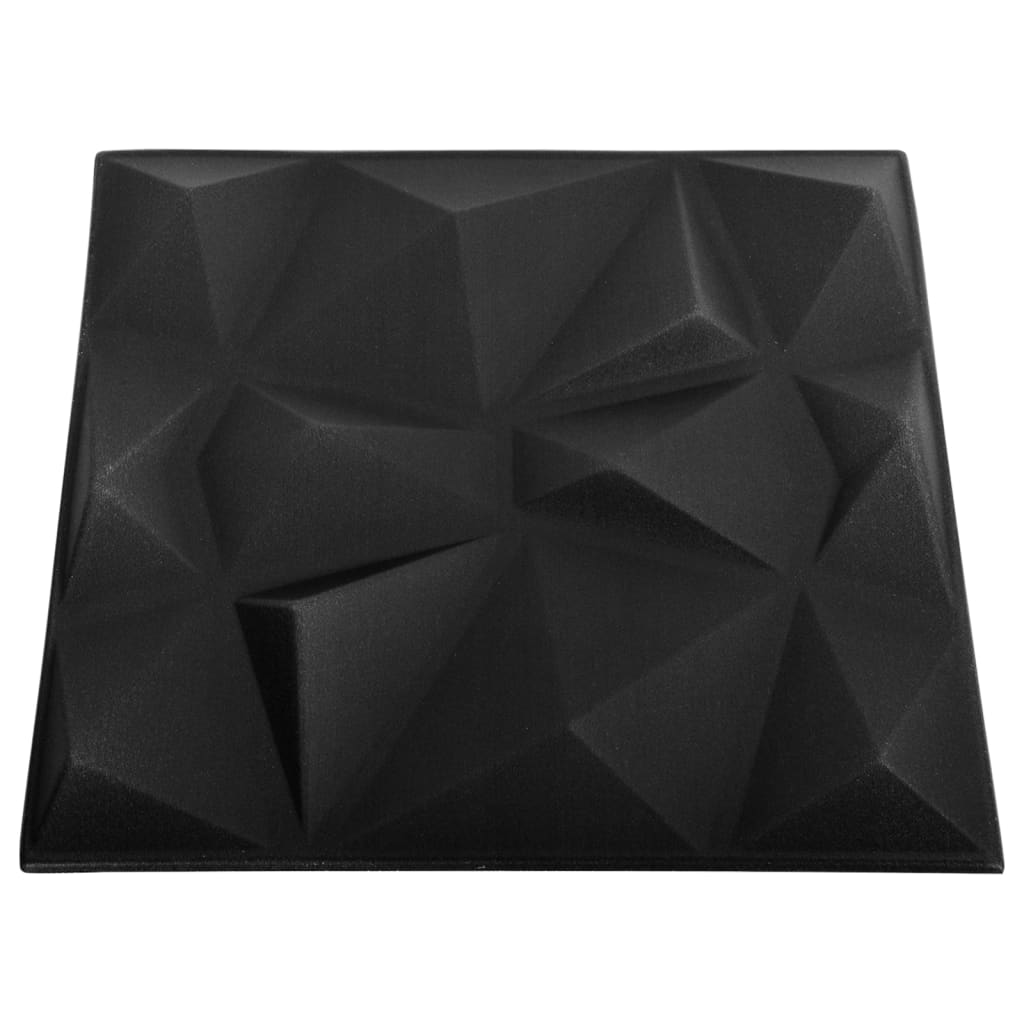 vidaXL 3D Väggpaneler 24 st 50x50 cm diamant svart 6 m²