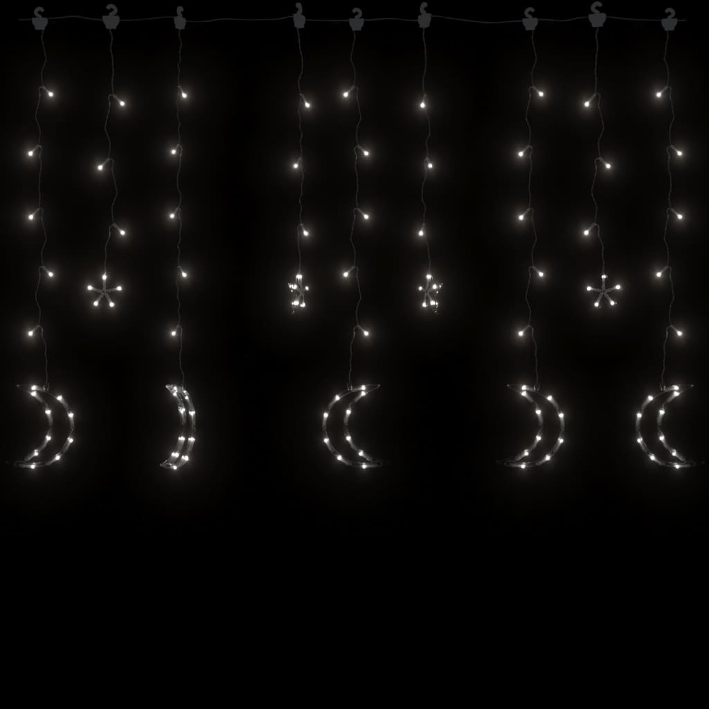 vidaXL Ljusgardin stjärnor och månar fjärrkontroll 345 LED kallvit