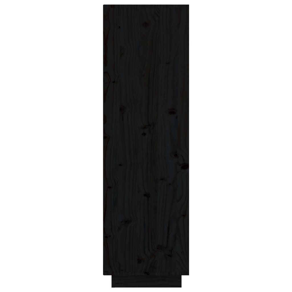 vidaXL Vitrinskåp svart 74x35x117 cm massiv furu