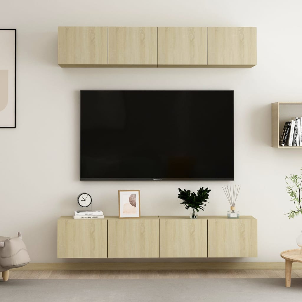 vidaXL TV-skåp 4 delar sonoma-ek 80x30x30 cm konstruerat trä