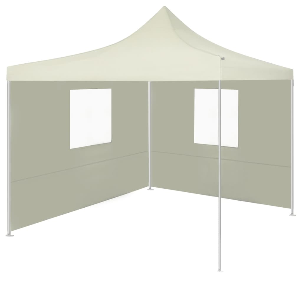 vidaXL Hopfällbart tält med 2 väggar 3x3 m gräddvit