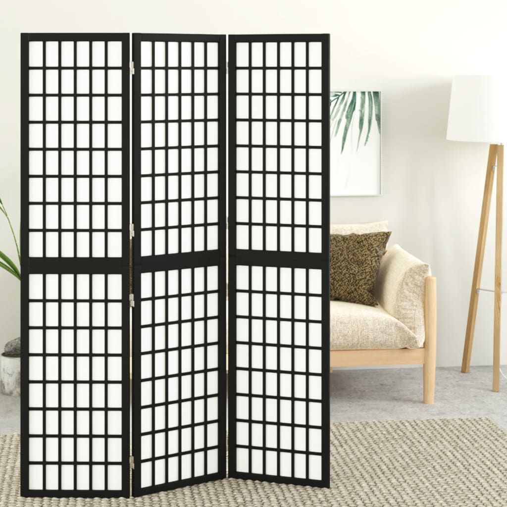 vidaXL Rumsavdelare med 3 paneler japansk stil 120x170 cm svart