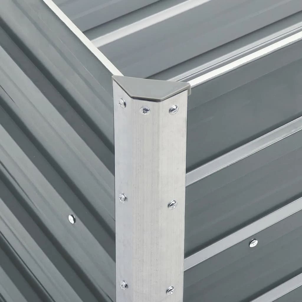 vidaXL Odlingslåda upphöjd galvaniserat stål 240x40x45 cm grå