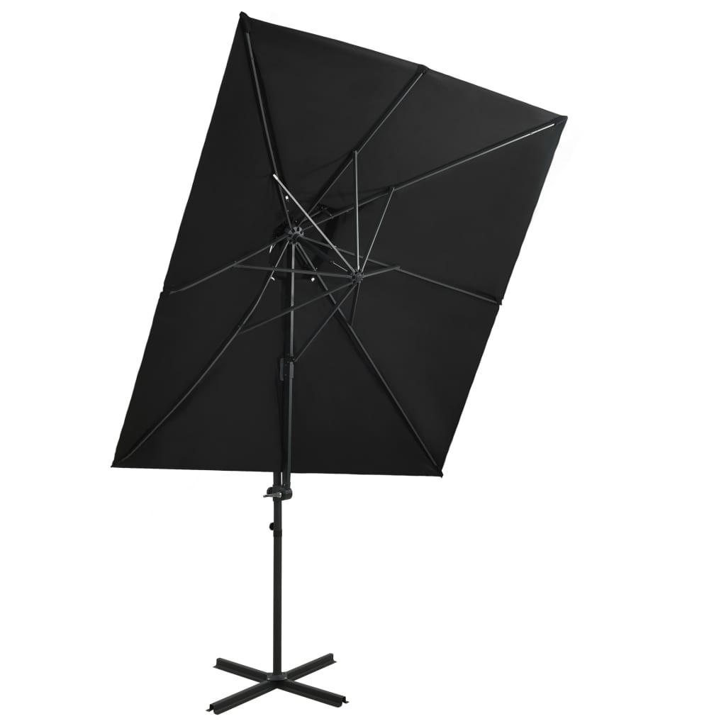 vidaXL Frihängande parasoll med ventilation svart 250x250 cm