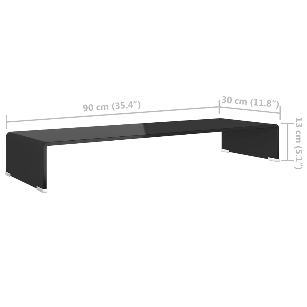 vidaXL TV-bord glas svart 90x30x13 cm