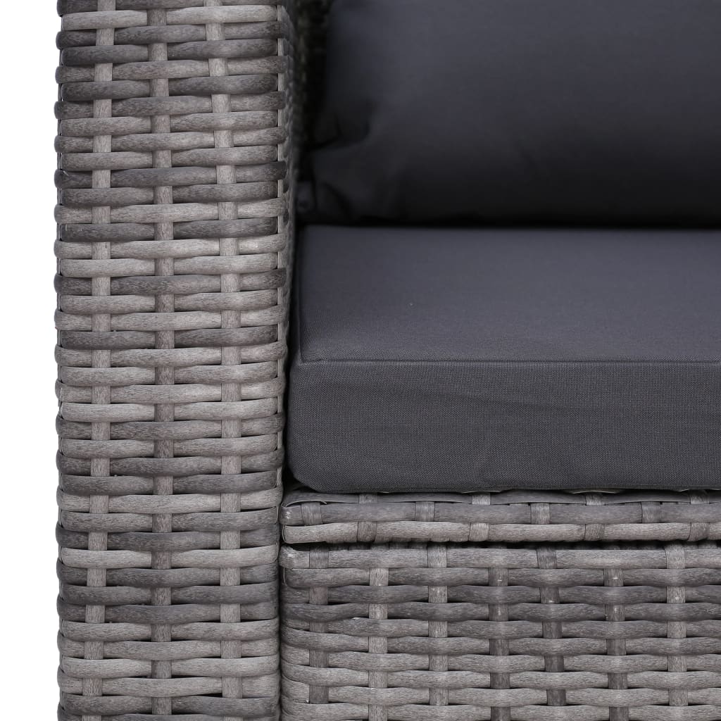 vidaXL Trädgårdsstol med dyna och kudde konstrotting grå