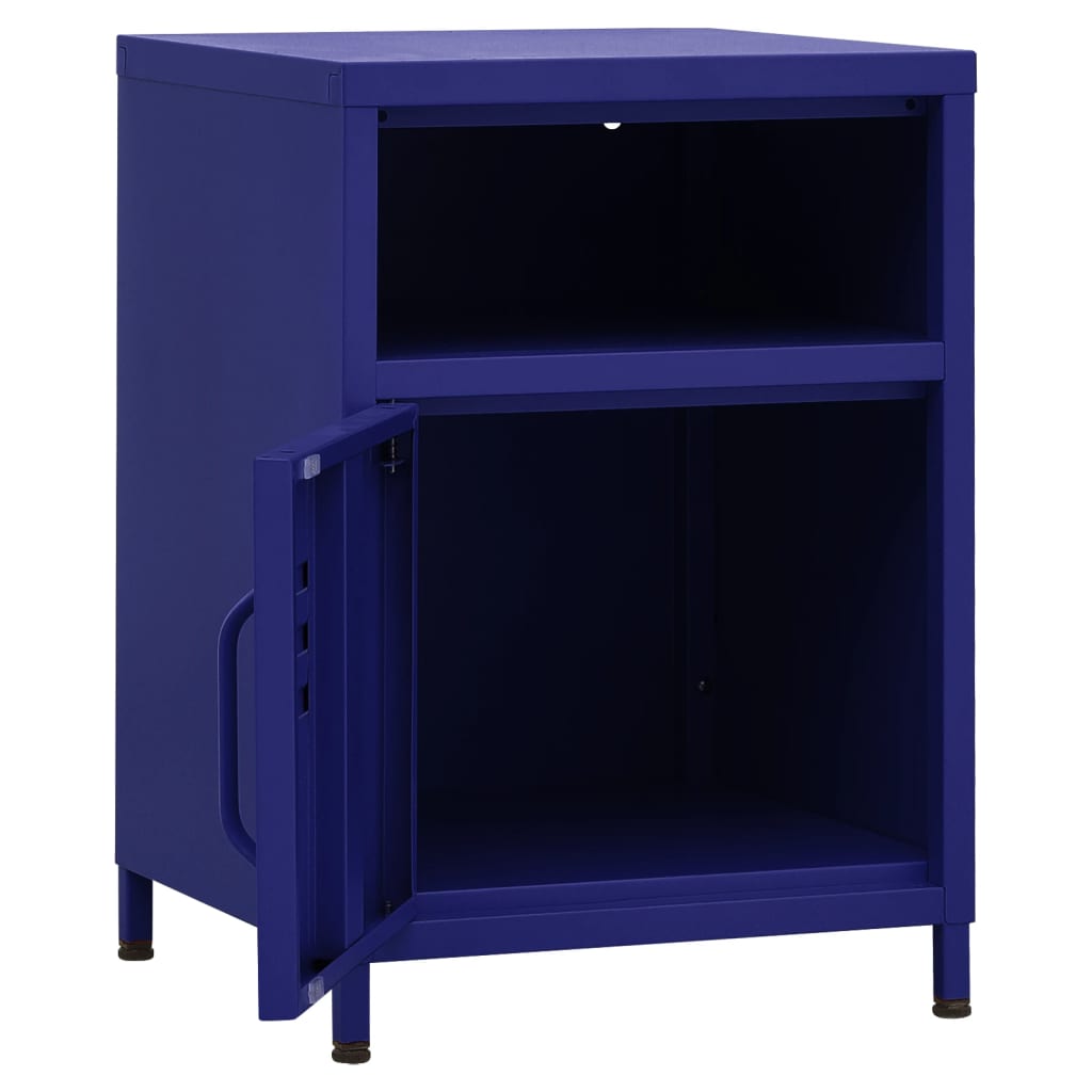 vidaXL Sängbord marinblå 35x35x51 cm stål