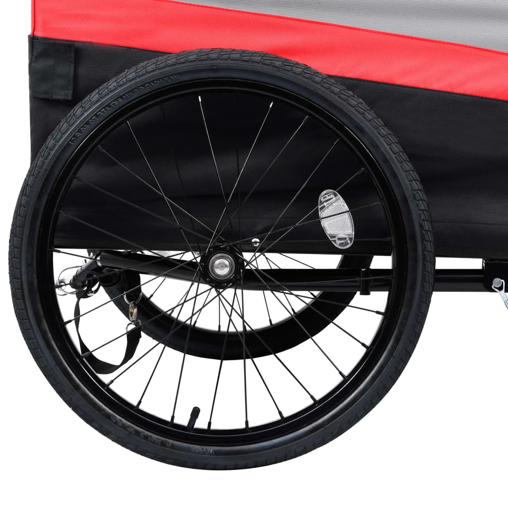 vidaXL Cykelvagn XXL med handtag 2-i-1 röd och svart