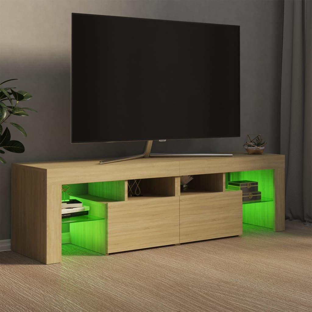 vidaXL Tv-bänk med LED-belysning sonoma-ek 140x36,5x40 cm
