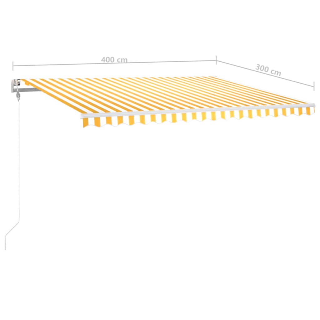 vidaXL Automatisk markis med vindsensor & LED 400x300 cm gul/vit