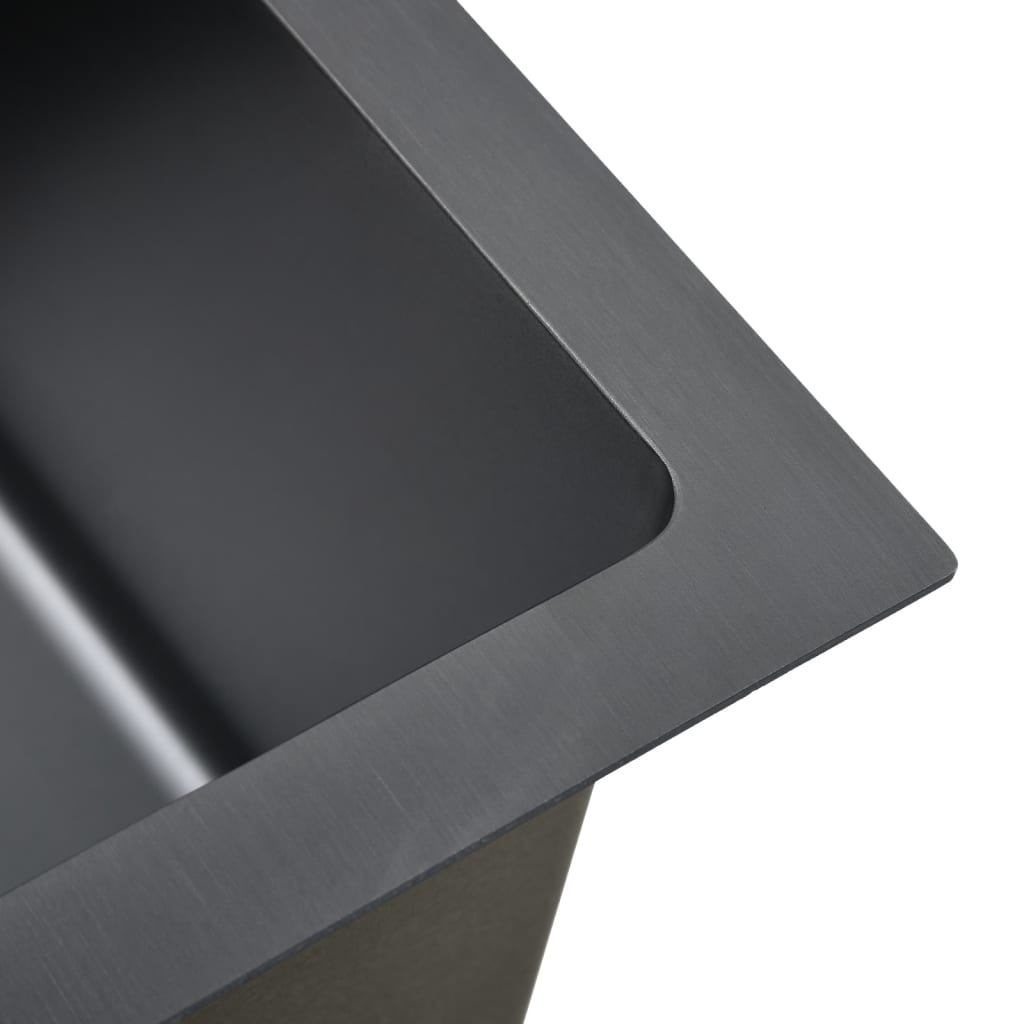 vidaXL Handgjord diskho med sil svart rostfritt stål