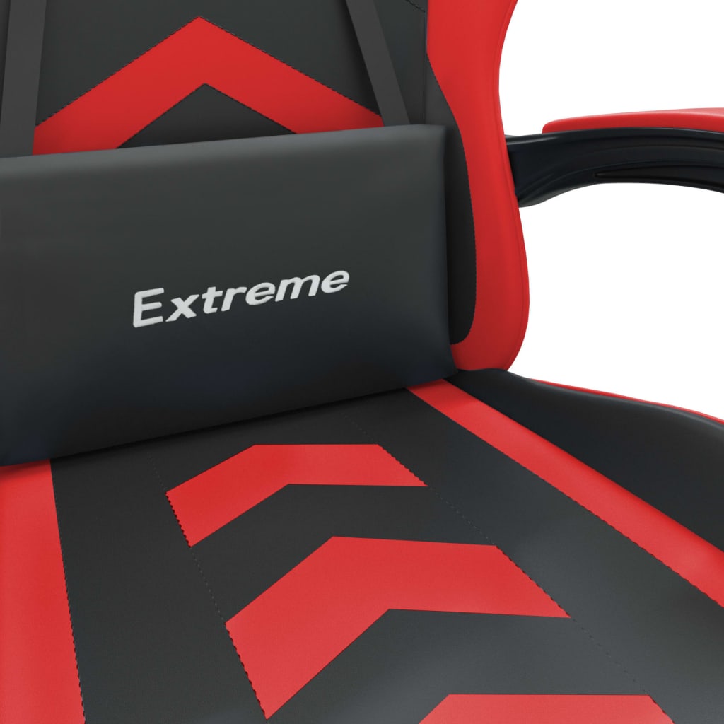 vidaXL Snurrbar gamingstol med fotstöd svart och röd konstläder