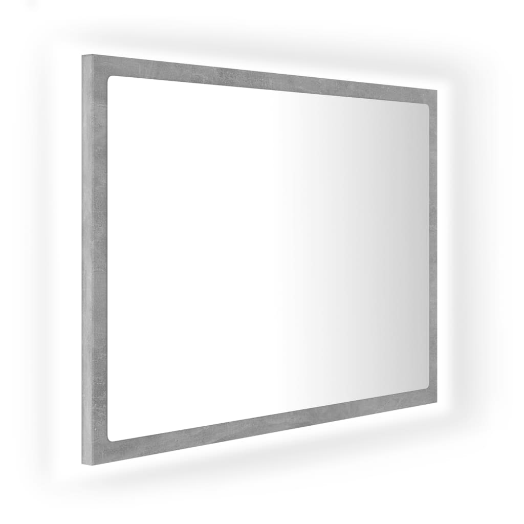 vidaXL Badrumsspegel med LED betonggrå 60x8,5x37 cm akryl