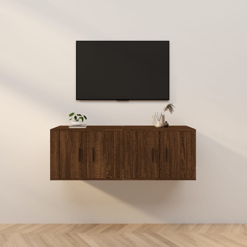 vidaXL Väggmonterade tv-skåp 2 st brun ek 57x34,5x40 cm