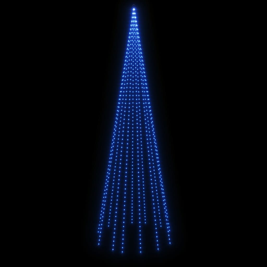 vidaXL Julgran på flaggstång blå 732 LEDs 500 cm