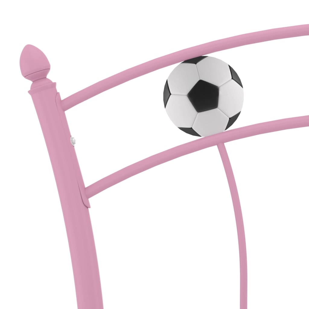 vidaXL Sängram med fotbollsdesign rosa metall 90x200 cm