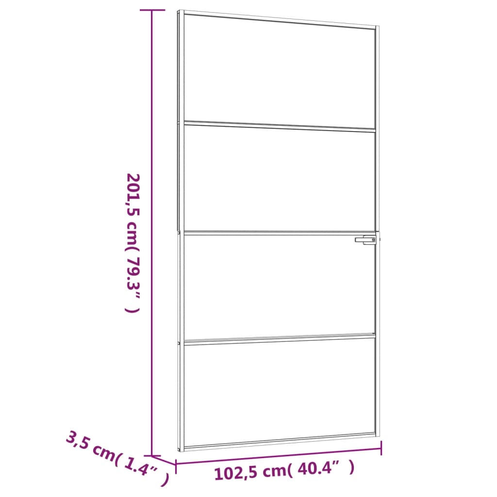 vidaXL Innerdörr 102x201,5 cm härdat glas och aluminium slim
