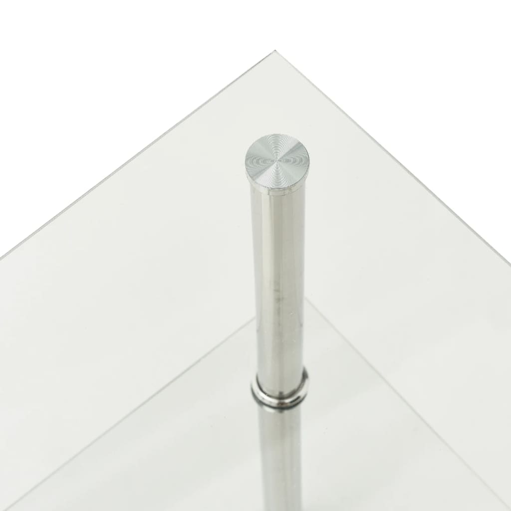 vidaXL Sidobord med 2 hyllplan genomskinligt 38x38x50 cm härdat glas