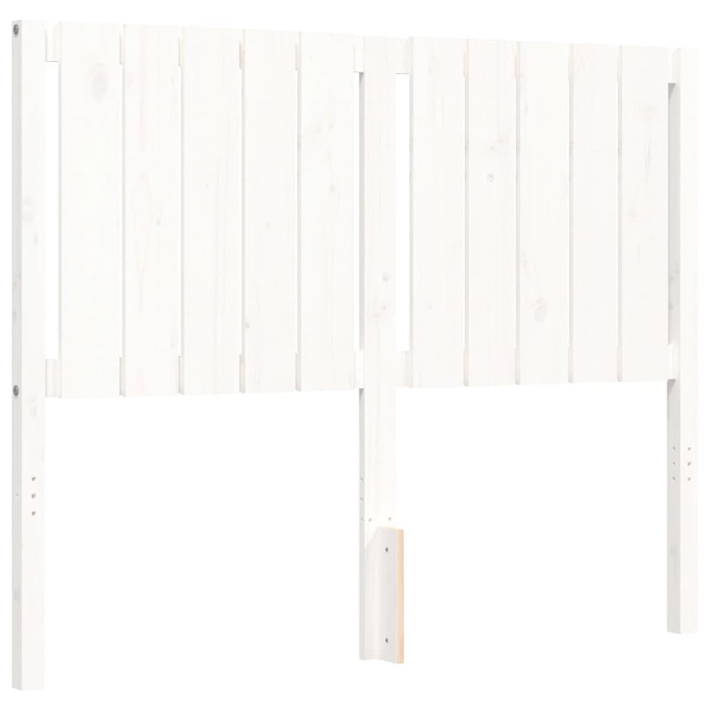 vidaXL Sängram med huvudgavel vit 120x200 cm massivt trä