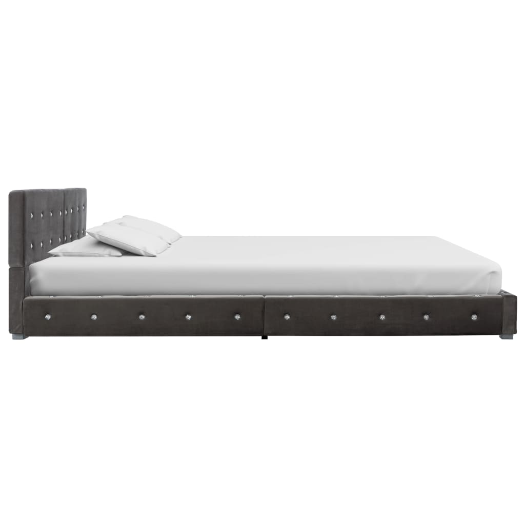 vidaXL Säng med madrass grå sammet 180x200 cm
