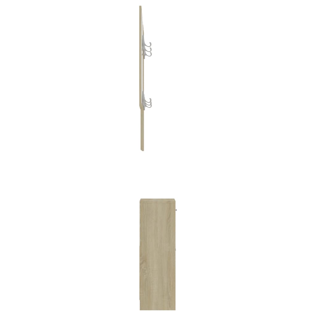 vidaXL Hallmöbler vit och sonoma-ek 100x25x76,5 cm konstruerat trä