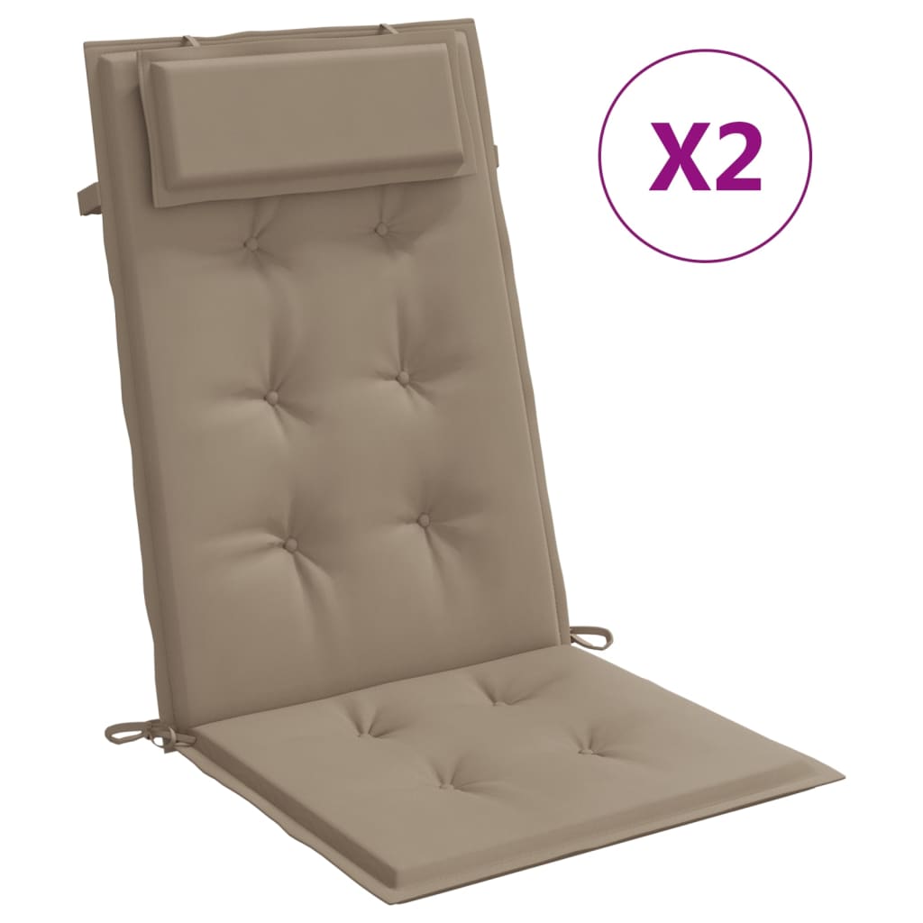 vidaXL Stolsdynor för stolar med hög rygg 2 st taupe oxfordtyg