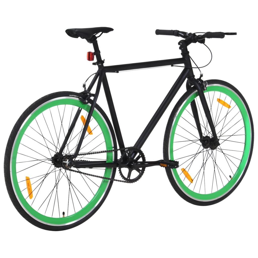 vidaXL Fixed gear cykel svart och grön 700c 59 cm