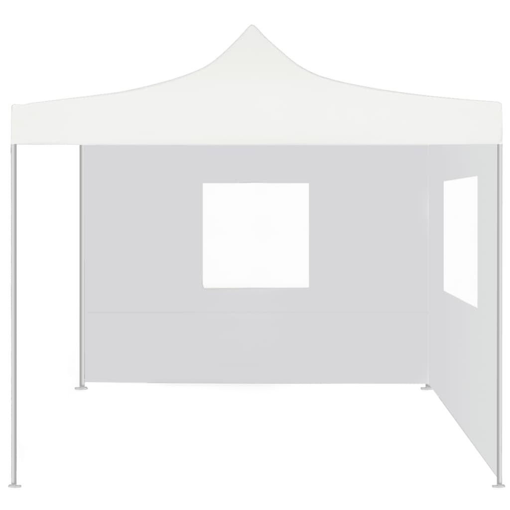 vidaXL Hopfällbart partytält med 2 sidoväggar 3x3 m stål vit