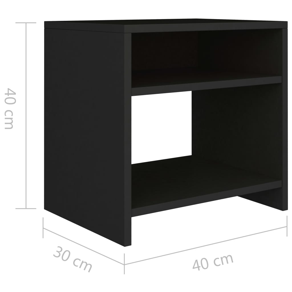 vidaXL Sängbord 2 st svart 40x30x40 cm konstruerat trä