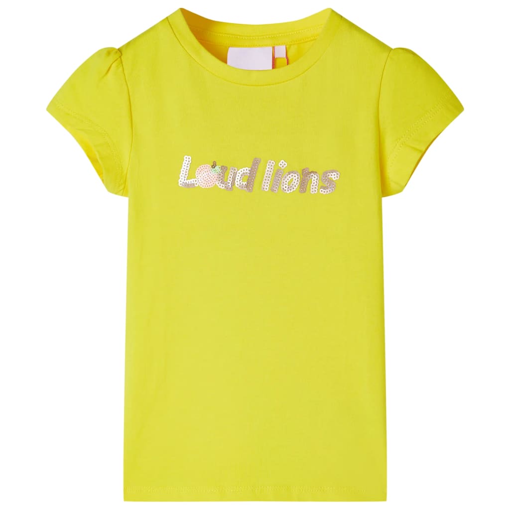 T-shirt med formade ärmar för barn ljusgul 92