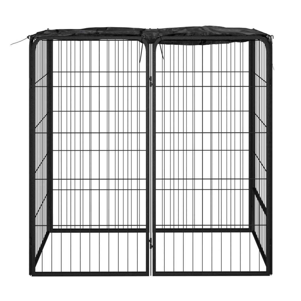 vidaXL Hundbur 6 paneler svart 50x100 cm pulverlackerat stål