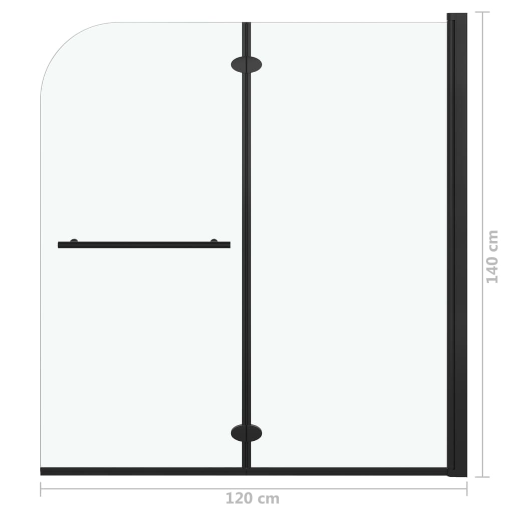 vidaXL Duschvägg fällbar 2 paneler ESG 120x140 cm svart