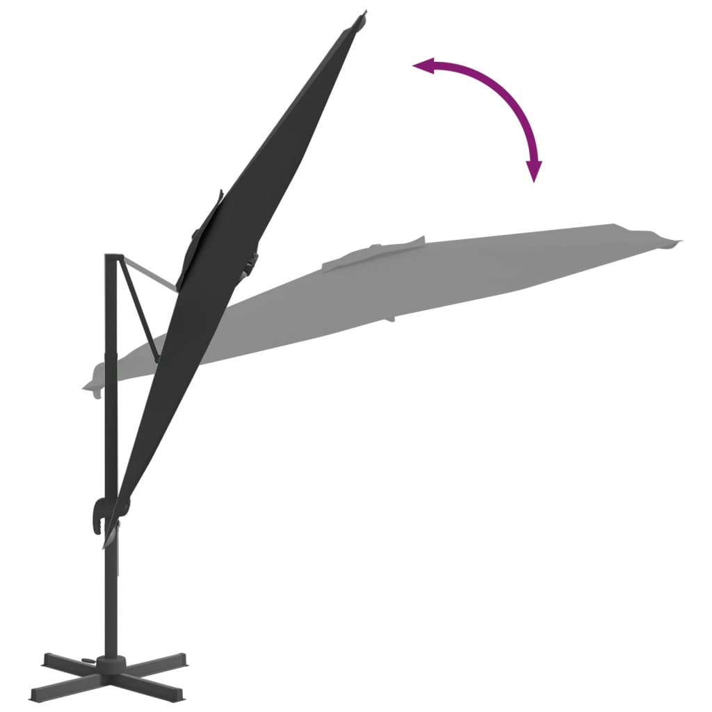 vidaXL Frihängande parasoll med aluminiumstång svart 400x300 cm