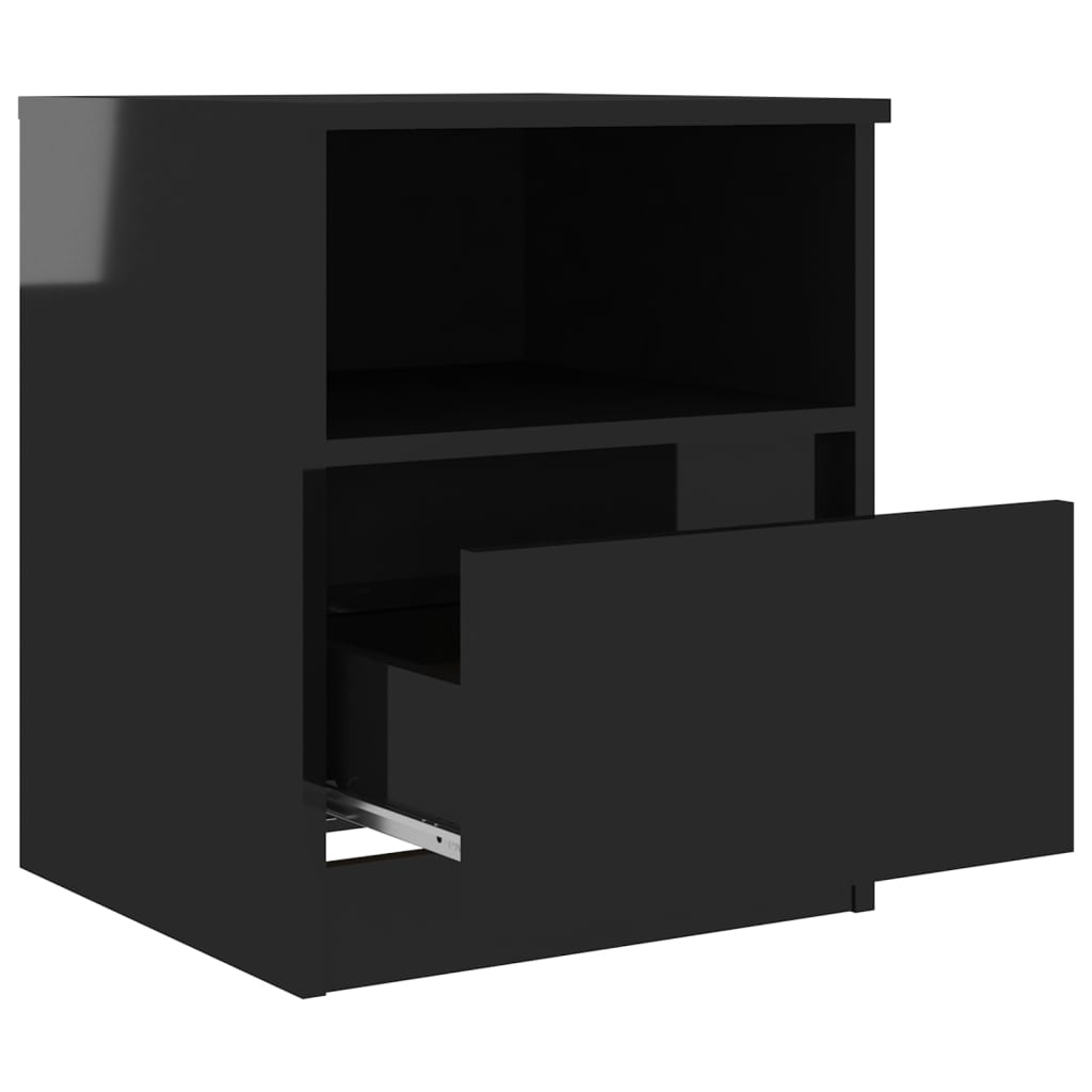 vidaXL Sängbord 2 st svart högglans 40x40x50 cm konstruerat trä