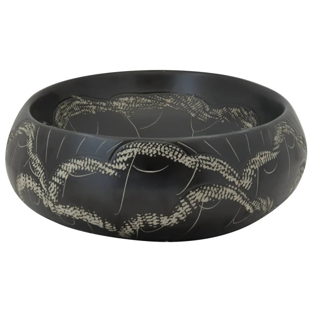 vidaXL Handfat svart oval 59x40x15 cm keramik
