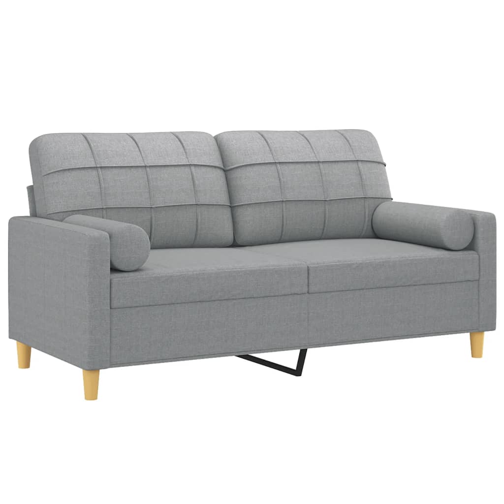 vidaXL 2-sits soffa med prydnadskuddar ljusgrå 140 cm tyg